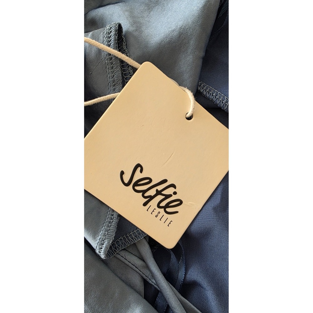 NWT Selfie Leslie Downtown Cami Strap Front Split Midi Slip Dress Blue Formal Md - Picture 9 of 12